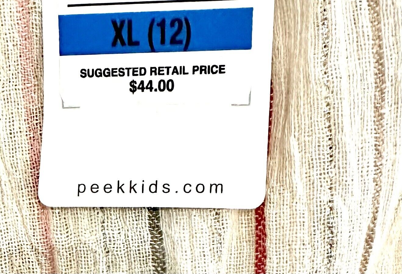 Peek Stripe Silver Thread Embroidered Tunic Top Size XL (12) Retail $44 New