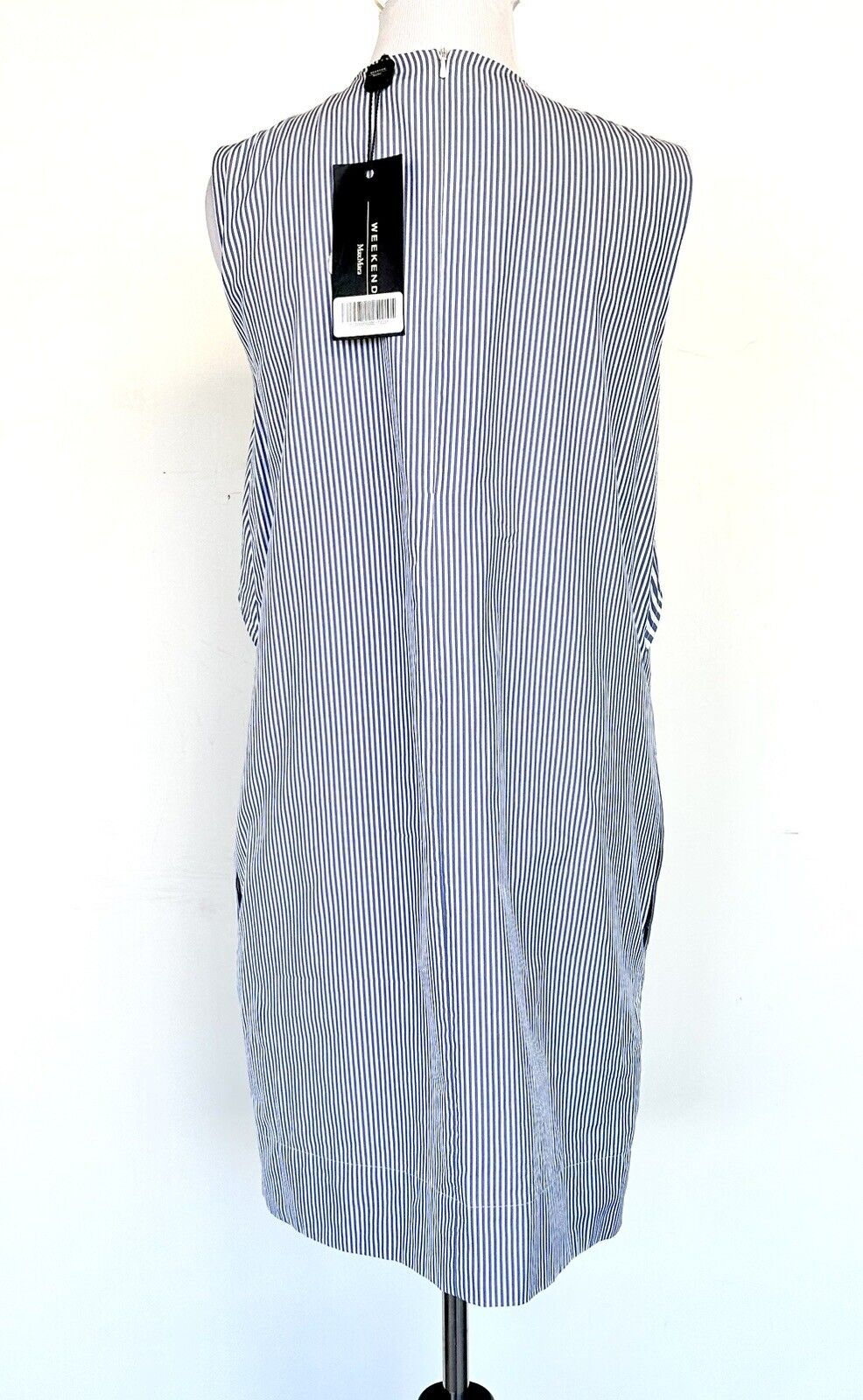 Max Mara Weekend Baleari Stripe Dress Embroidery Scarf Detail Retail $325 Sz 8