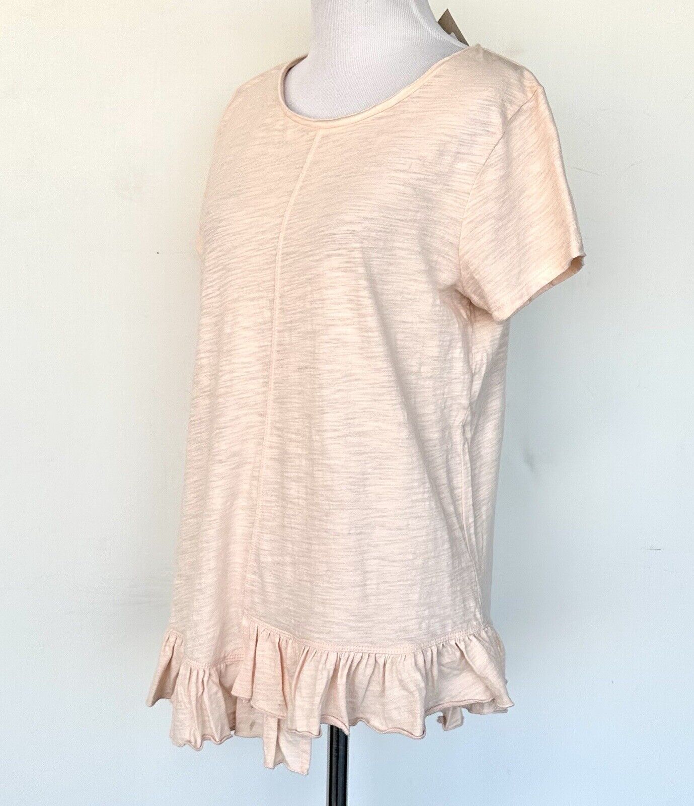 NWT Sundance 100% Cotton Ruffled Blush Pink Light Spirit Tee Size XS Retail $$58