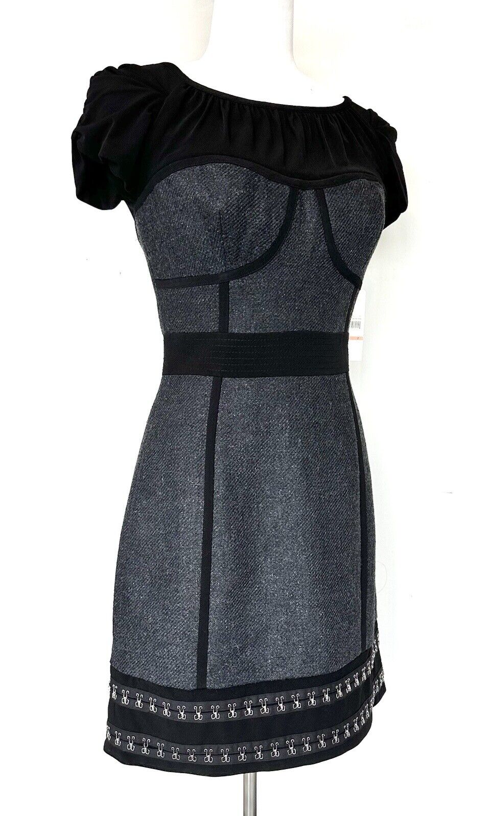 Laundry Shelli Segal Corset Top Black And Gray Dress.Size 2 Retails $265 NWT