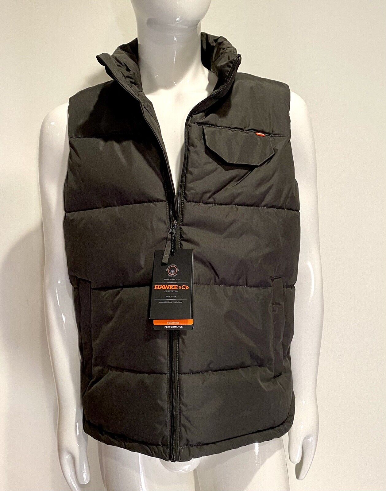 Hawke & Co Heavyweight Shell Carbon Puffa Vest Jacket Retail $150 Price $79 XL