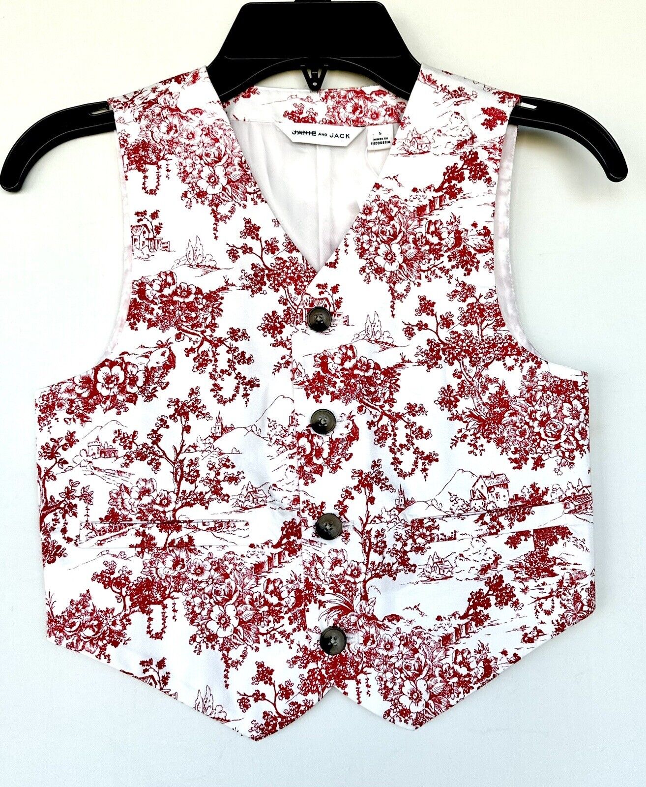Janie And Jack Toile Red And White Waistcoat Age 5 Retail $54 Price $34 NEW