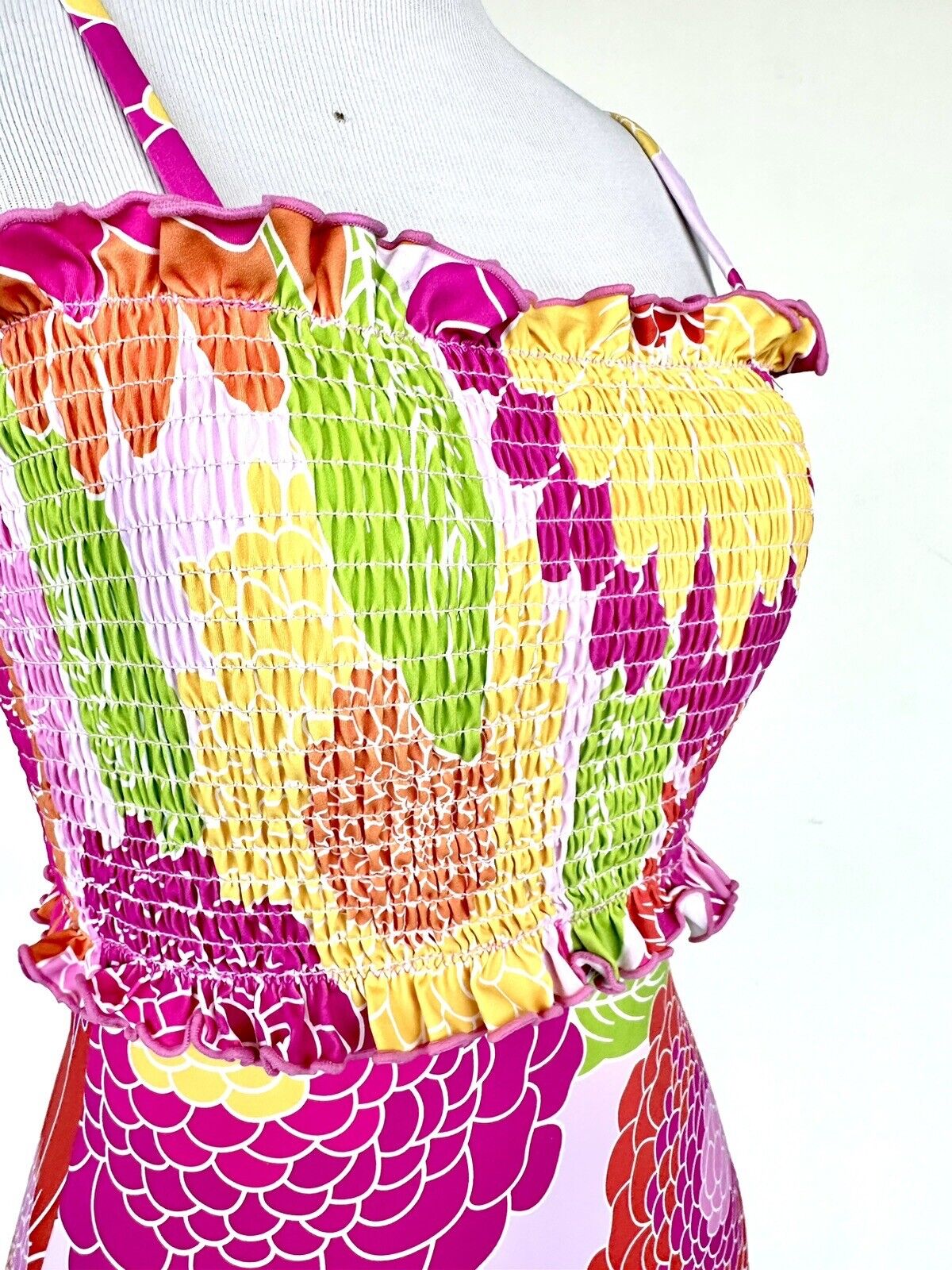 J Marie Smocked Ruffle Waist Swimsuit Retails $106 Price $59 Small NWT