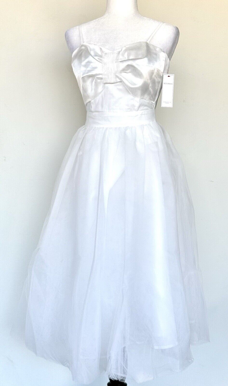 Aura White Tulle Midi Dress Vintage Retro Style Tutu Retail $80 Size S