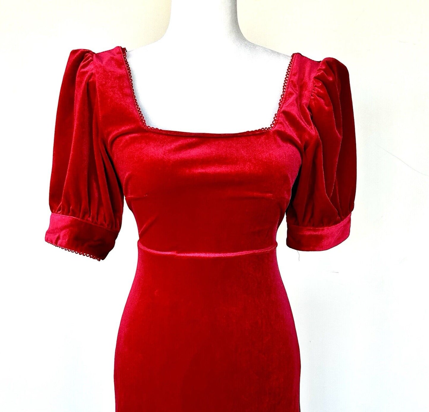 Rachel Parcell Velvet Midi Dress Ruffle Hem XS Retail $188 NWT