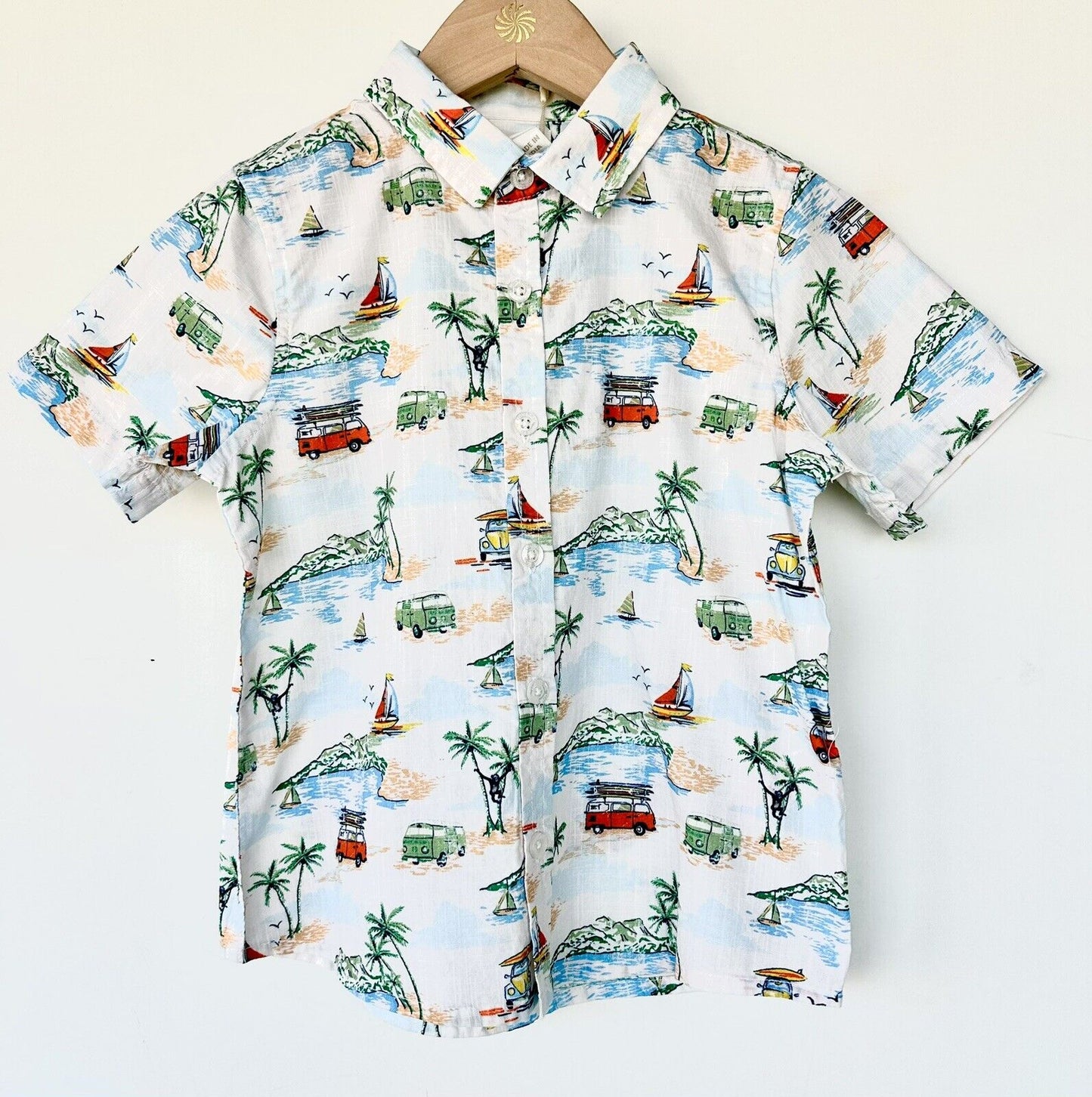 Monsoon Vintage Style Camper Van SS White Shirt 12-18 M Price $35 Retro Cotton