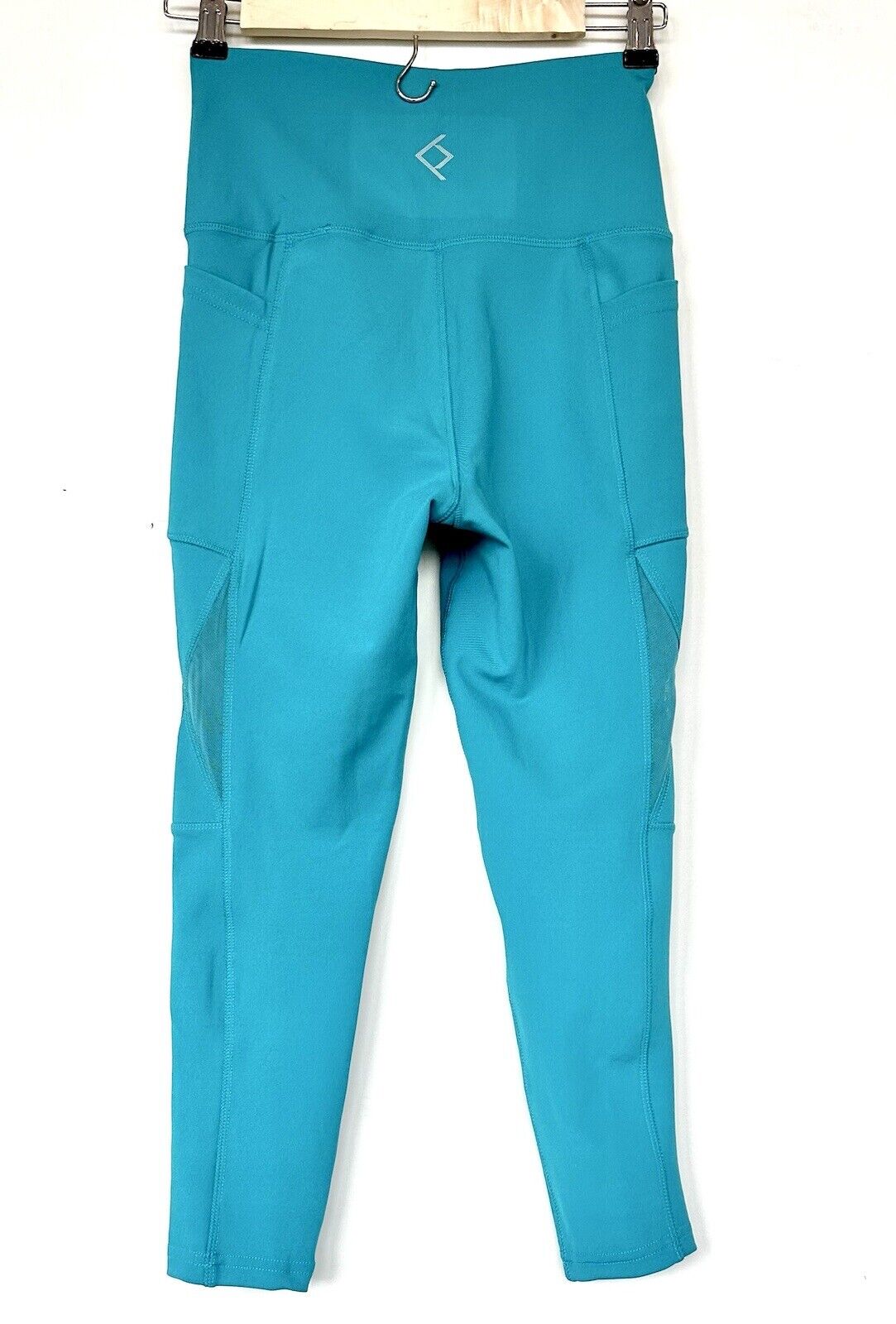 BSP Turquoise Yoga Leggings Media Pocket Mesh Side Retail $68 Size S New Stretch