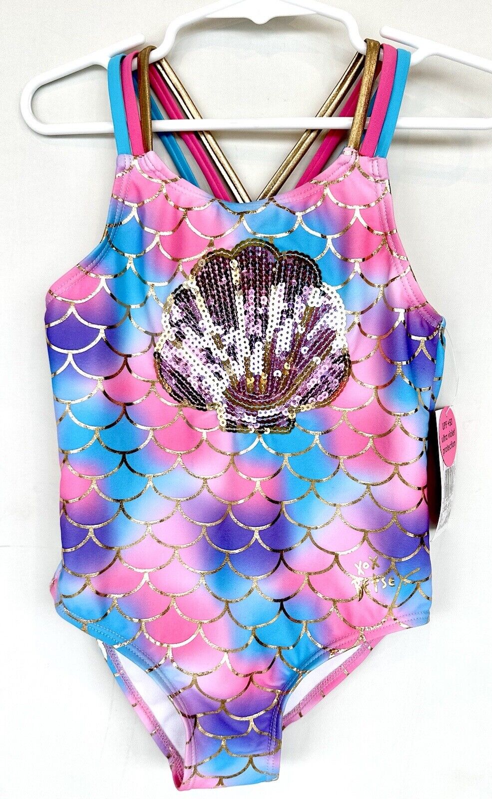Betsey Johnson Girls Age 5 Sequin Seashell Mermaid One Piece Swimsuit Retail $25