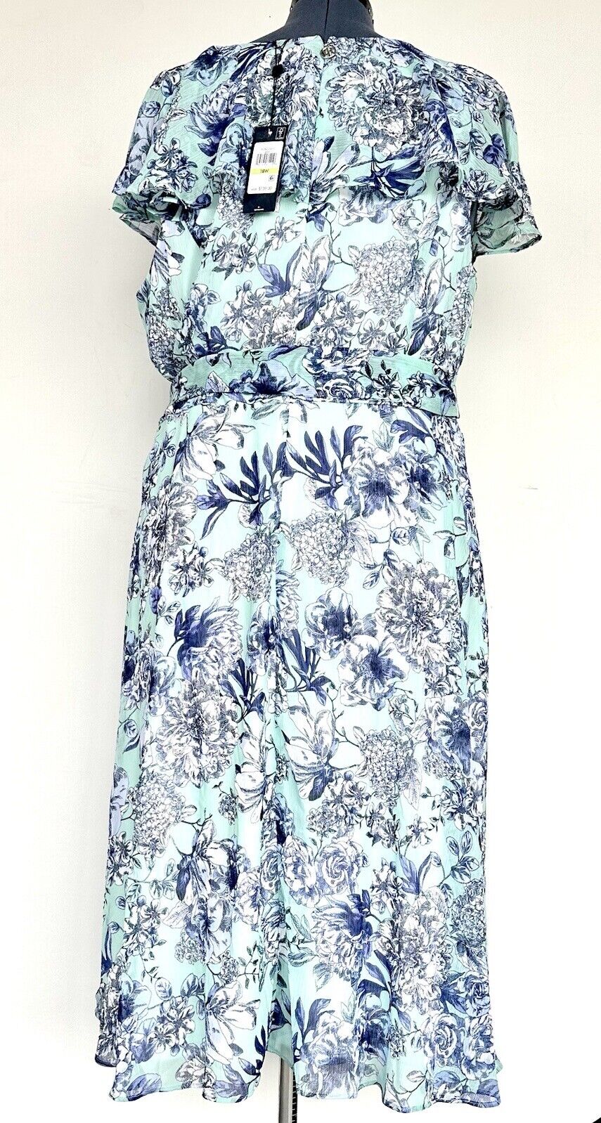 Tommy Hilfiger Aqua & Blue Floral Chiffon Midi Dress Retails $139 18W NWT