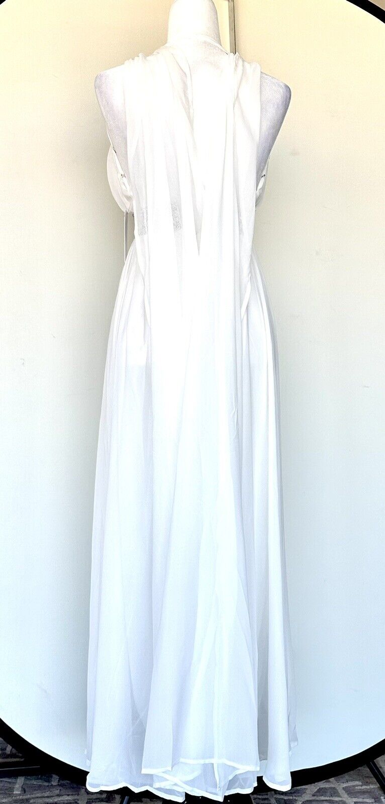 Aura White Grecian Style Wedding Dress / Formal Gown Size S Diamanté Detail