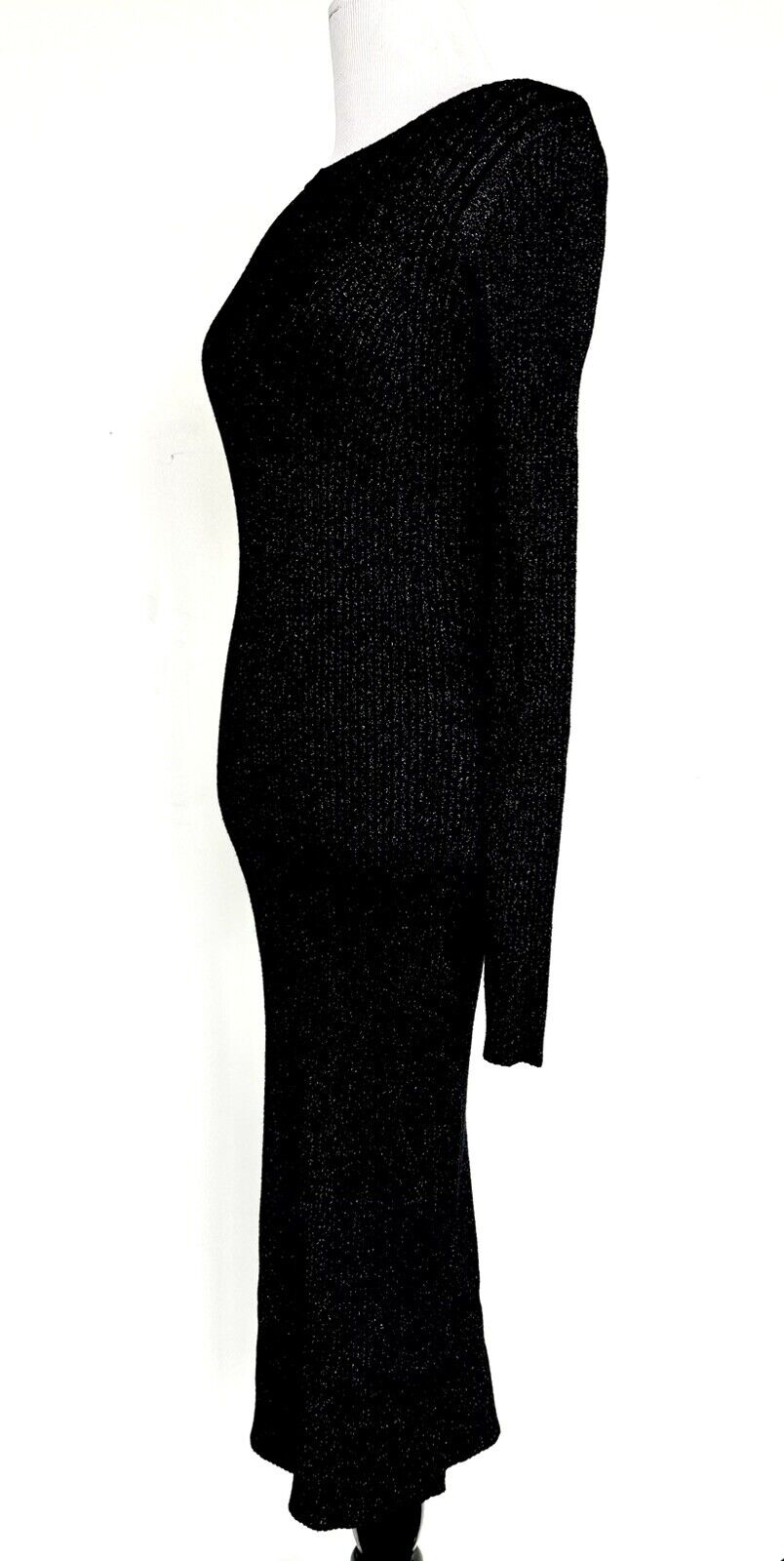 Kourt Black Knit Sweater Dress Metallic Thread Size S Price $60 NWT