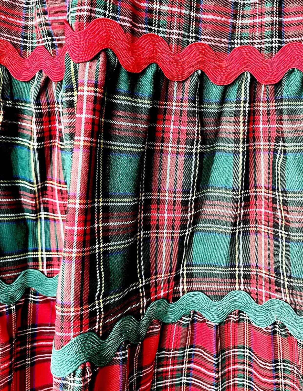 Aura Tartan Plaid Midi Skirt Ric Rac Detail Retails $84 XS