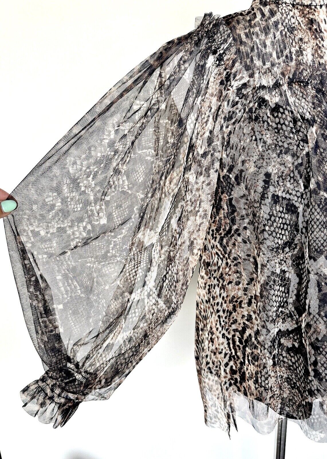 Allsaints Perri Noche Blouse Animal Print Mesh Fabric 2 Pc Retail $229 Sz 2 New