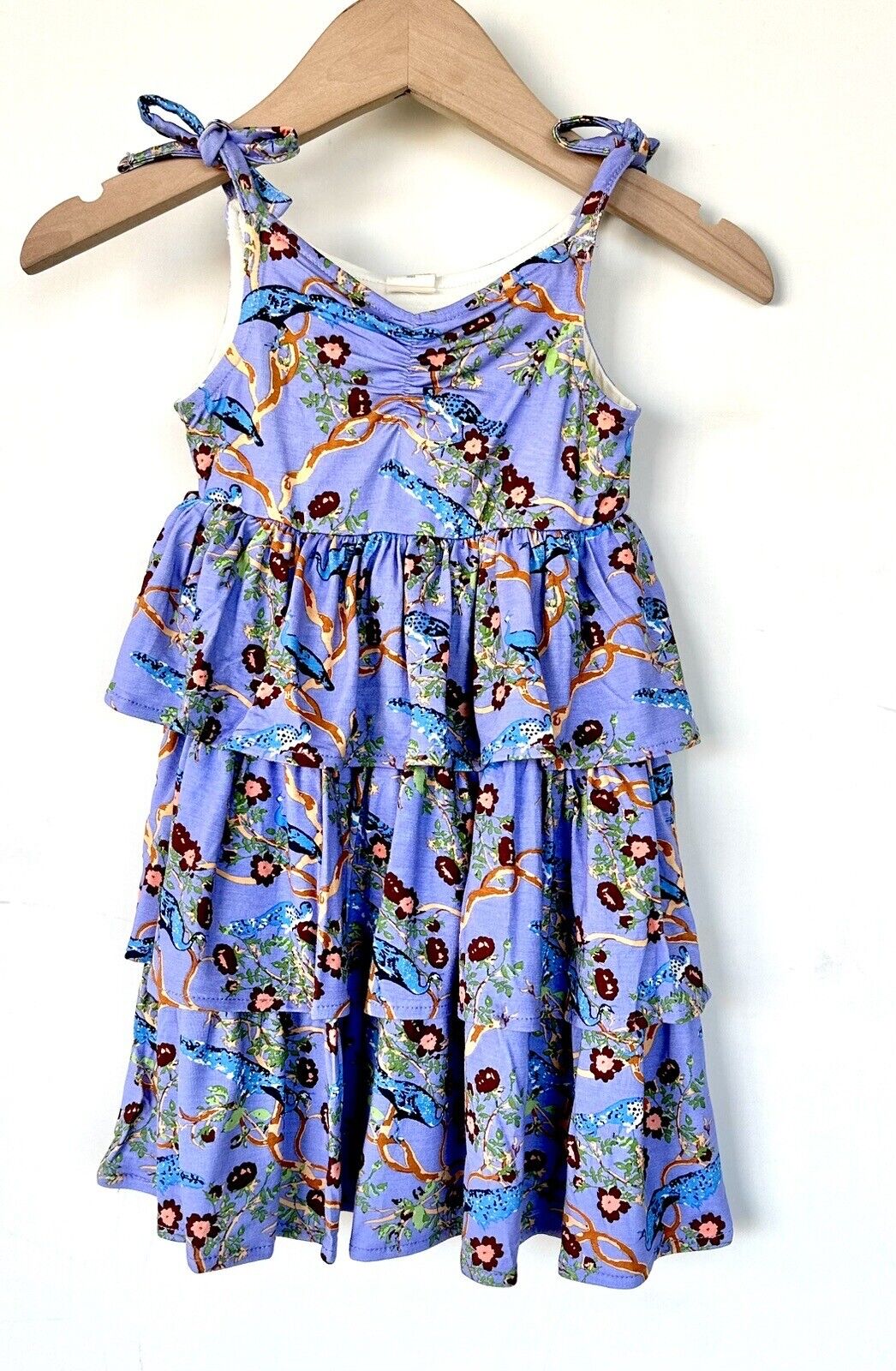 Kate Quinn Ruffle Tier Dress Chinoiserie Peacock Retail $33 Price $28 3-6M