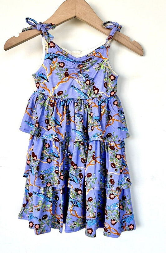 Kate Quinn Ruffle Tier Dress Chinoiserie Peacock Retail $33 Price $28 3-6M