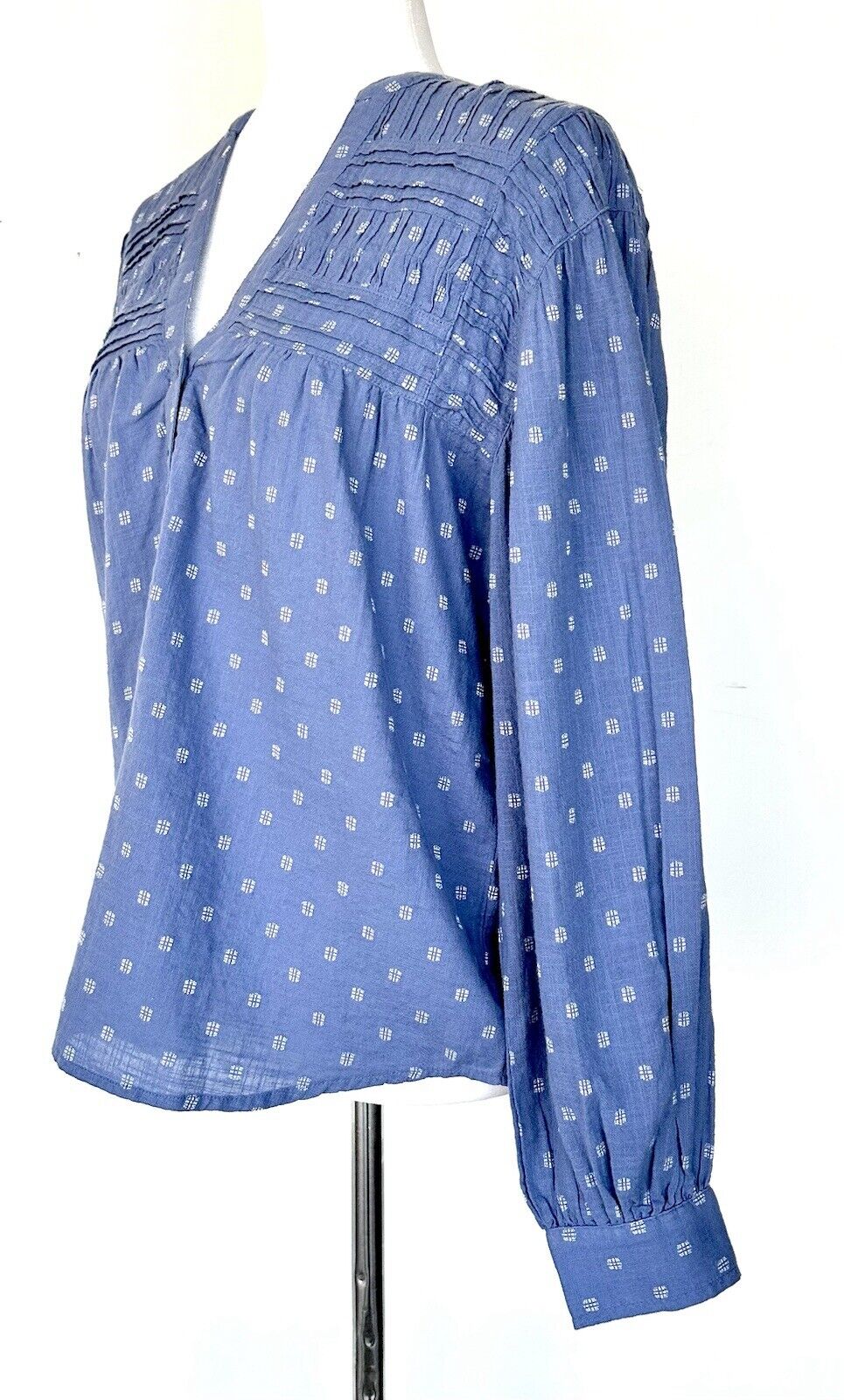 Sundance Clementine Countryside Blouse Retail $93.99 XS Blue Pleated
