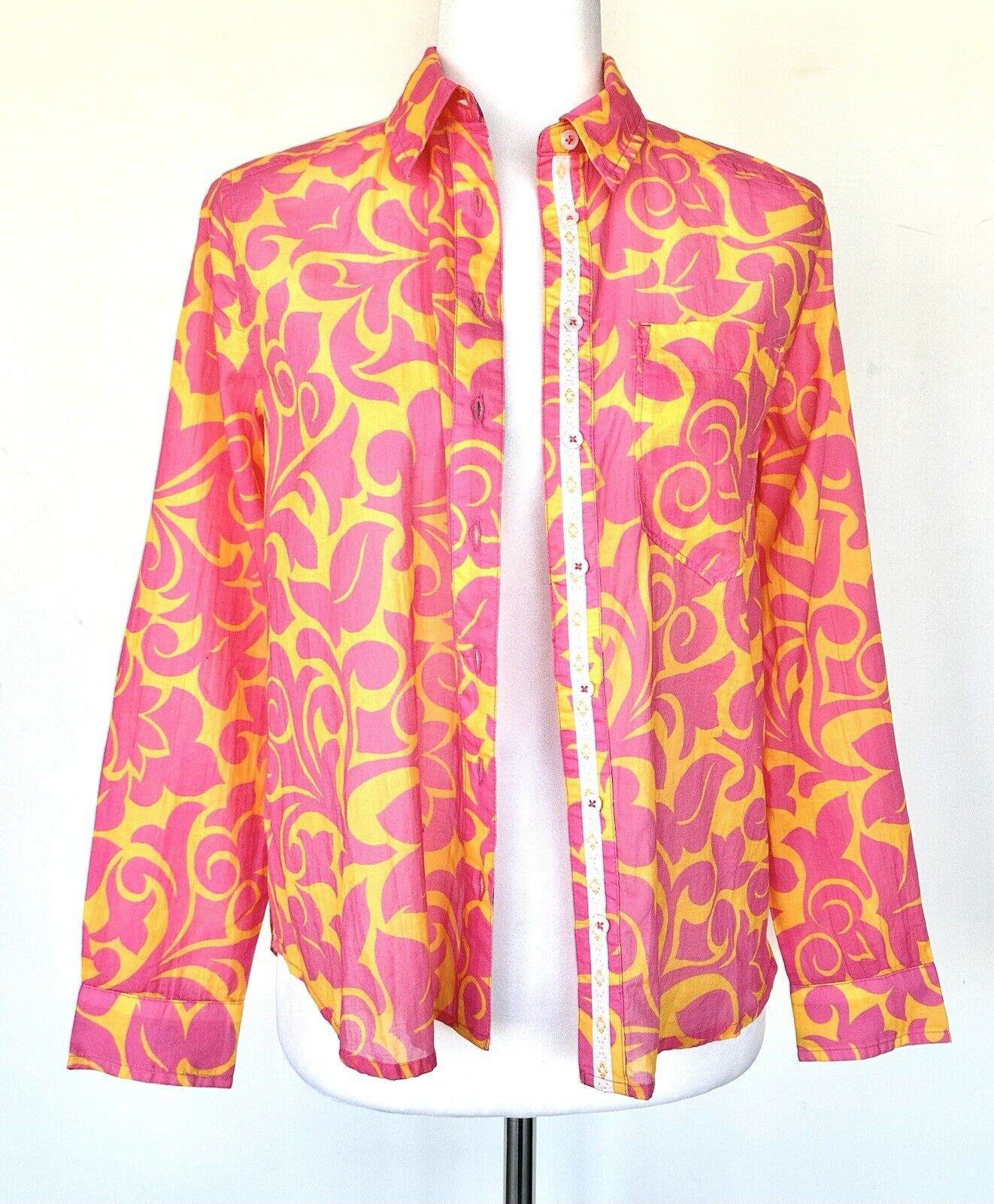 Sundance Natures Joy Shirt Pink Orange Size PXXS Retail $98 NWT