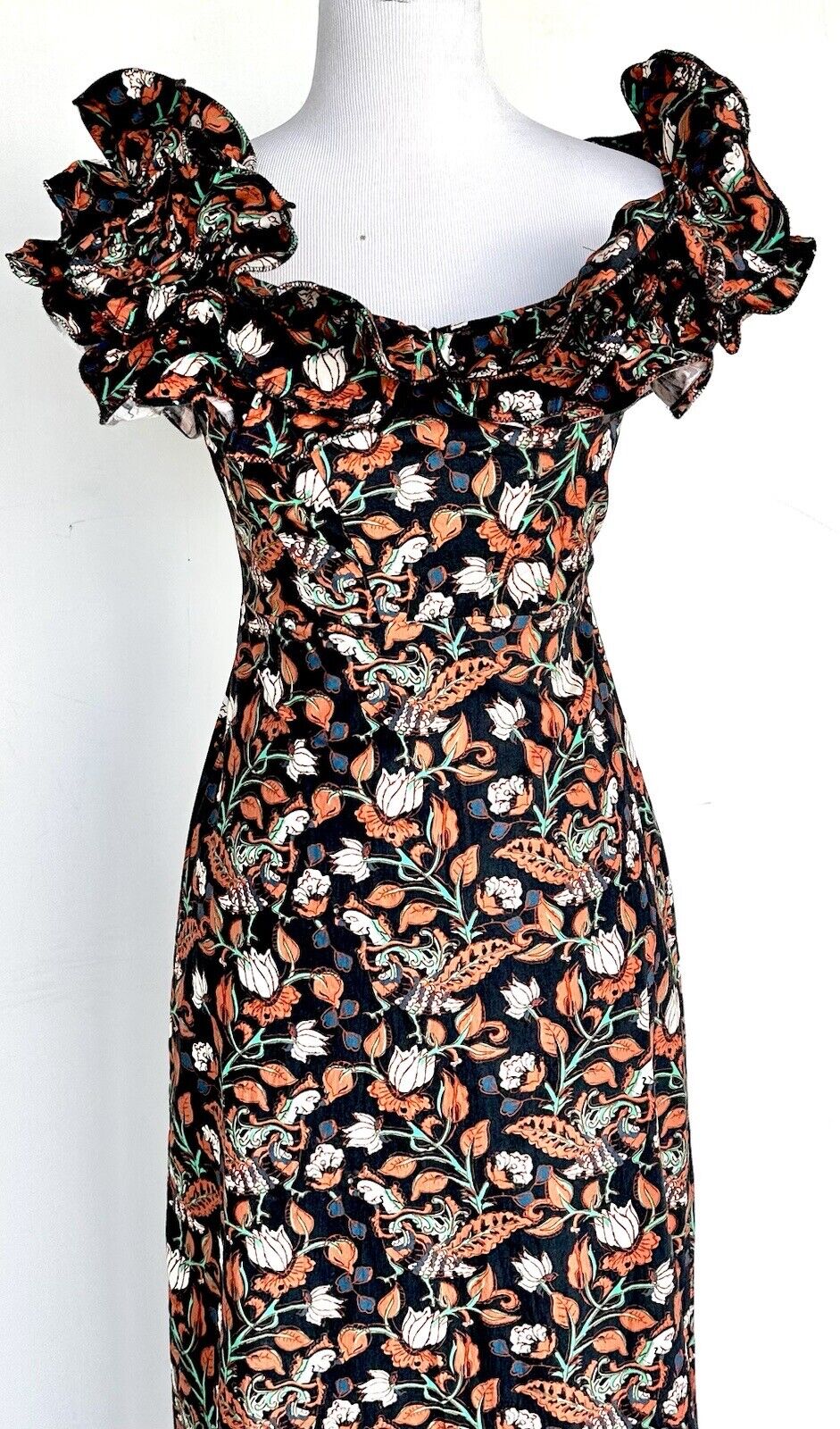 Anthropologie Let Me Be Flounce Dress XS Retail $180 Price $96 Off/On Shoulder