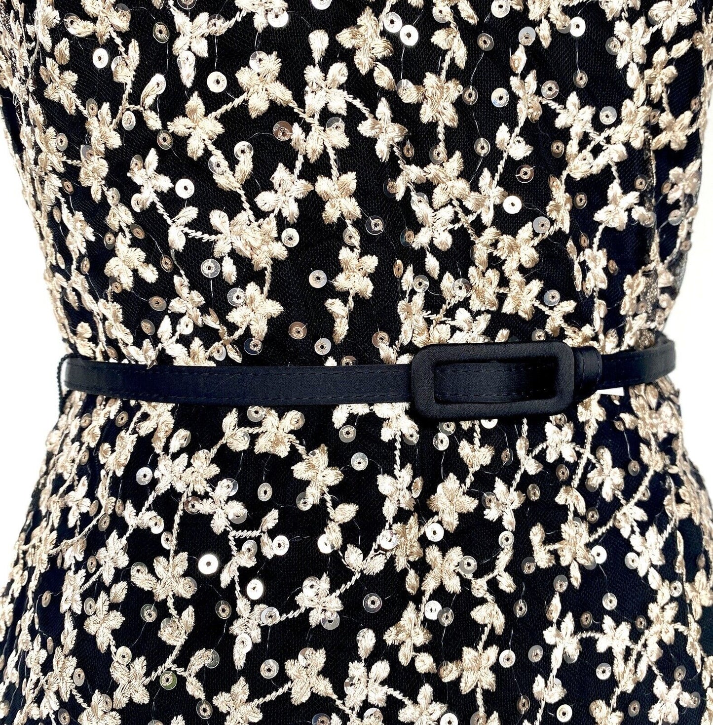 LAUREN RALPH LAUREN Black Gold Embroider Sequin Dress 2 Retail $265 Price $89
