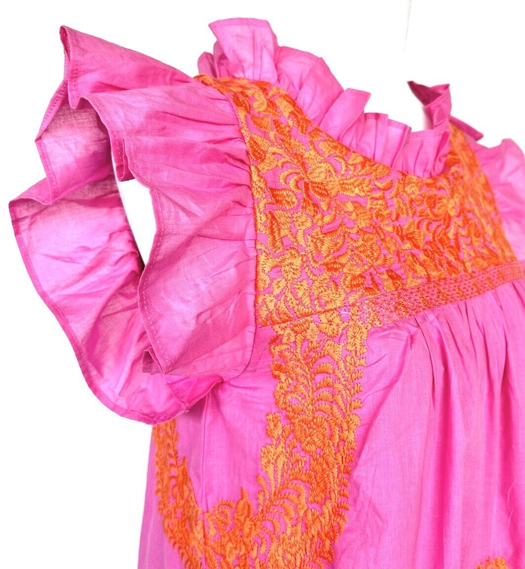 J Marie embroidered Roxy MIDI Dress size S Retail $158 Pink Orange NWT