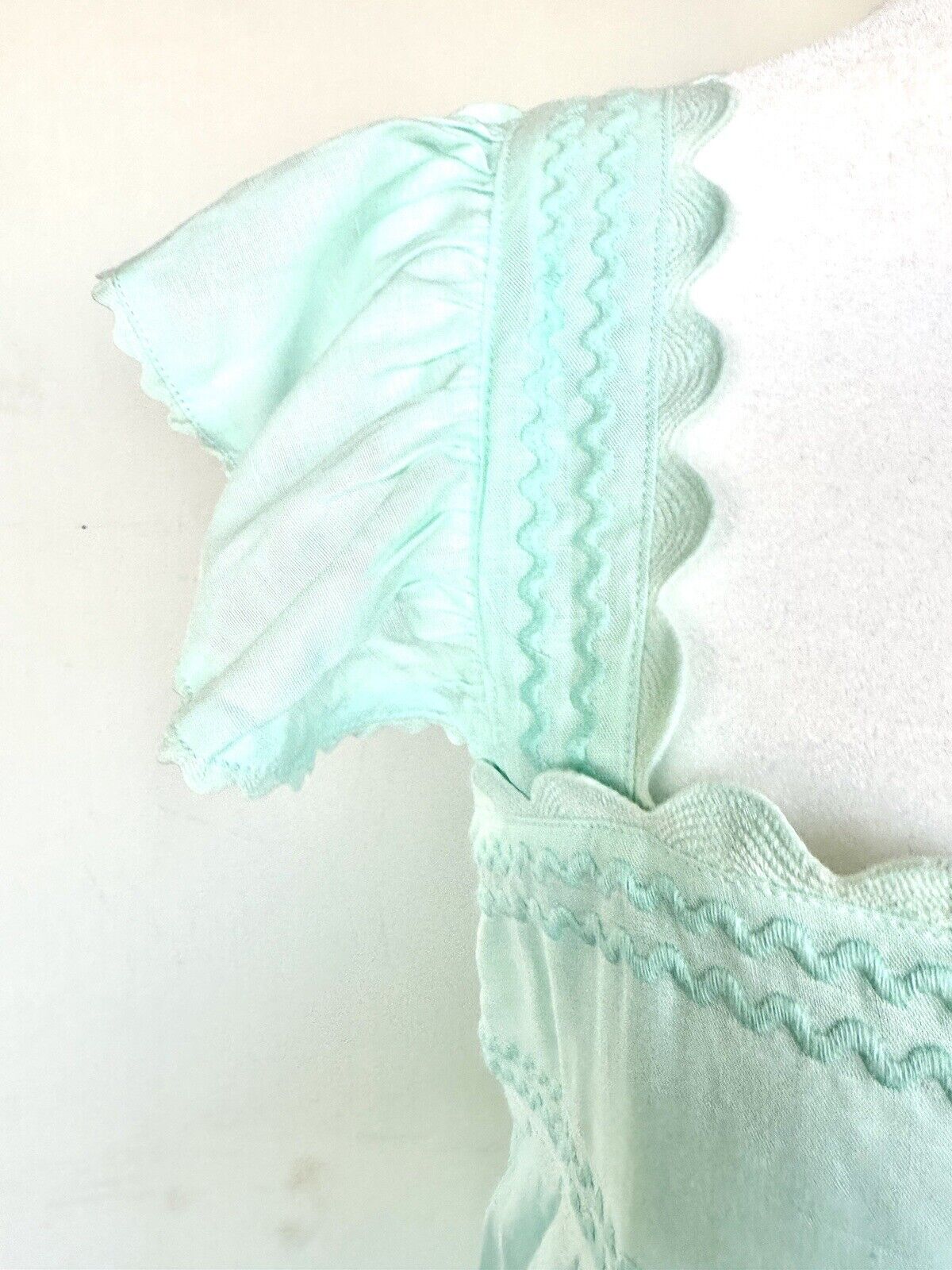 J Marie Brooklyn Dress Retail $128 Flutter Strap Embroidered Linen Mix Large