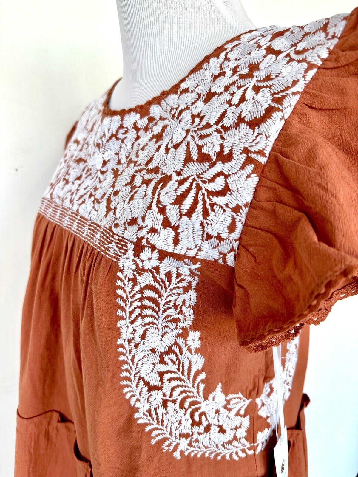 NWT J Marie embroidered Tiered Autumn Dress size S Retail $124 Price $69 Rust
