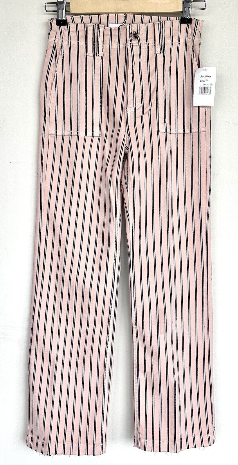 Sam Edelman Chelsea Striped Raw Hem Cropped Wide Leg Jeans Retail $118 24 00