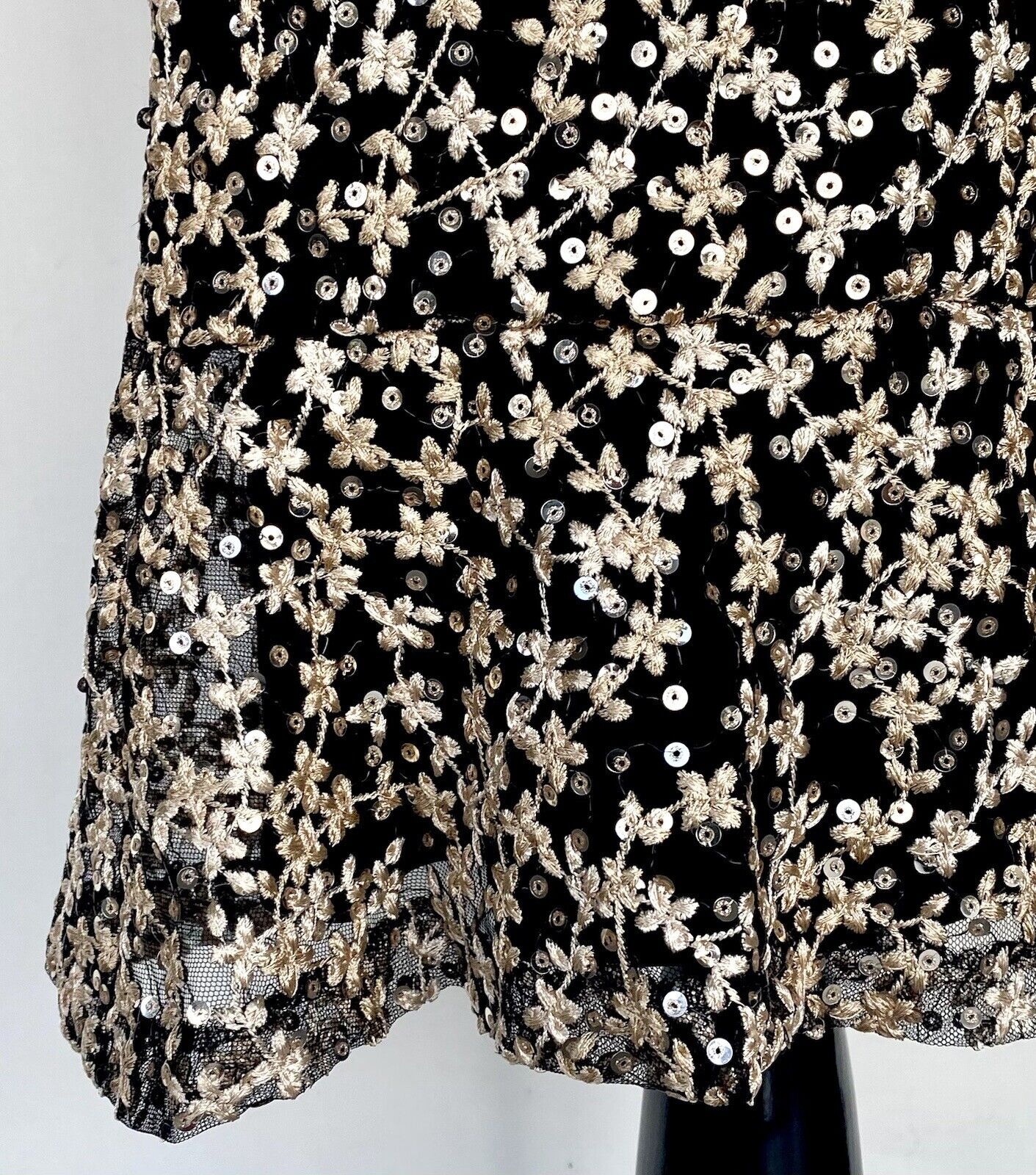 LAUREN RALPH LAUREN Black Gold Embroider Sequin Dress 2 Retail $265 Price $89