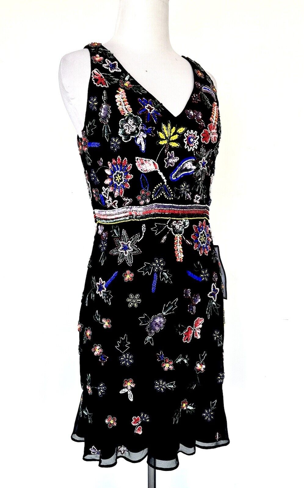 Aidan mattox Black Beaded Cocktail Dress Size 2 Retails $275 Price $$95 NWT