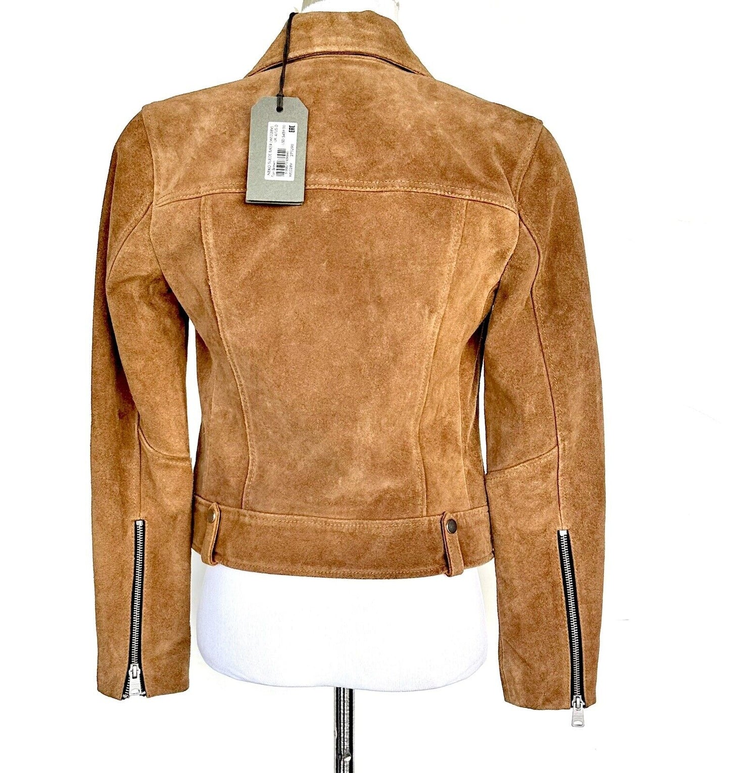 AllSaints Tan Neko Suede Leather Biker Jacket NWT Retail $489 Price $275 Size 0