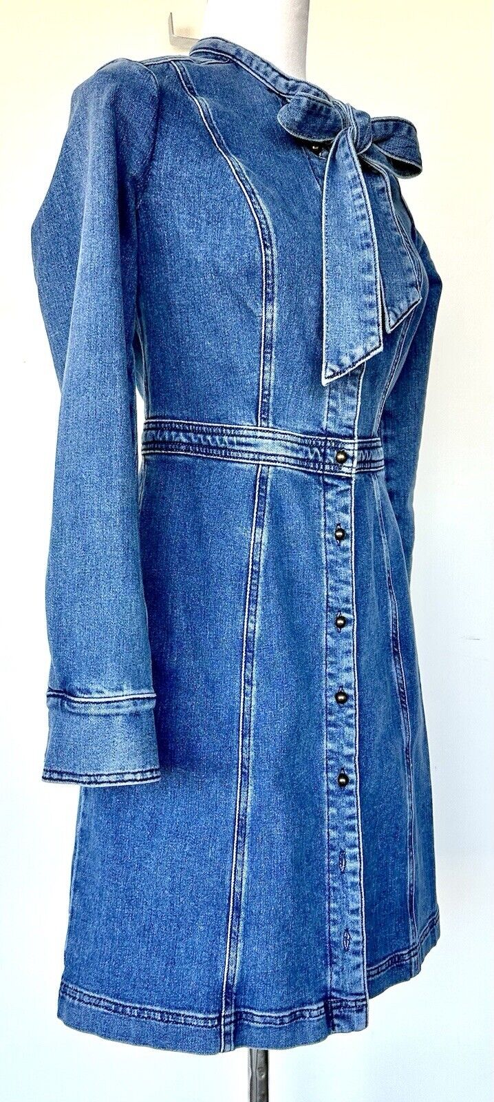 Boden Elspeth Denim Tie Neck Dress Retail $169 Size 2 NWT