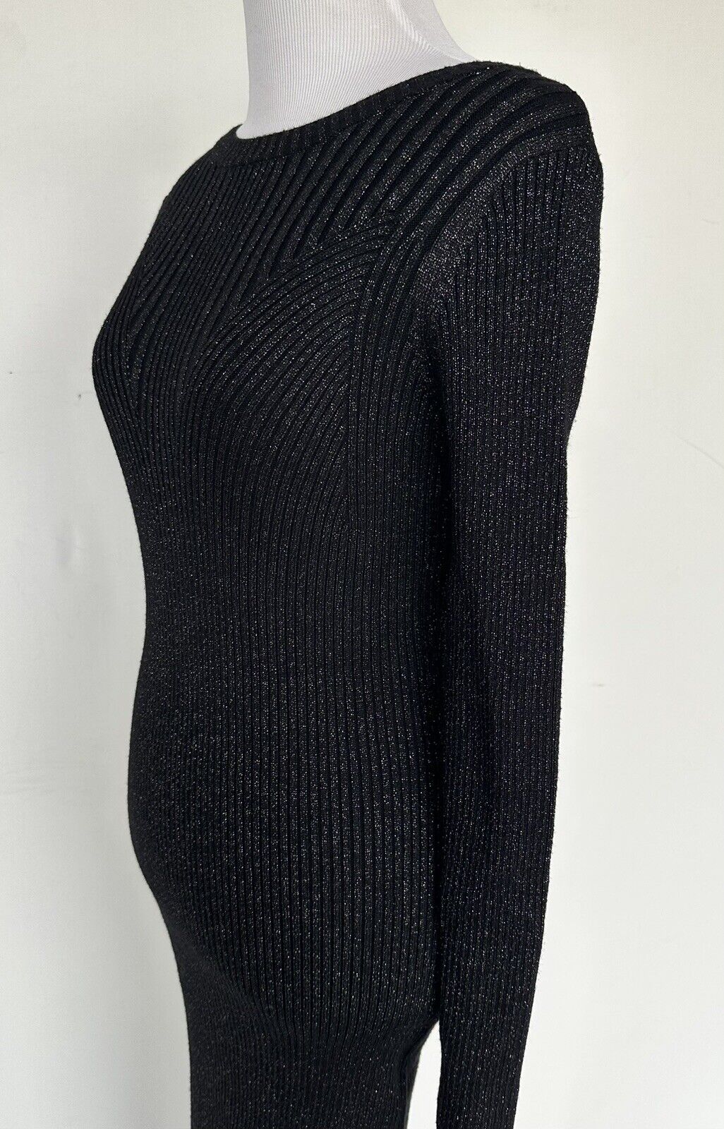 Kourt Black Knit Sweater Dress Metallic Thread Size S Price $60 NWT