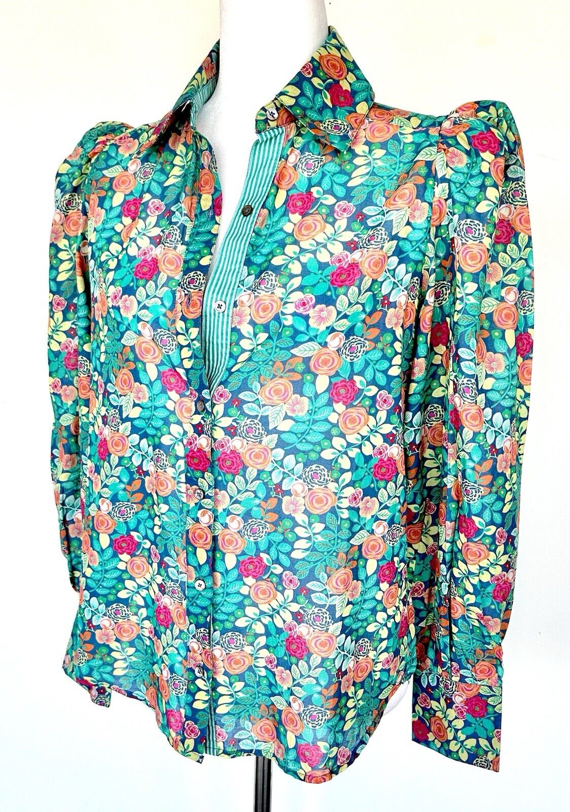 Sundance Rosie Vines Shirt Puff Shoulder Floral Size XS Retail $108 NWT