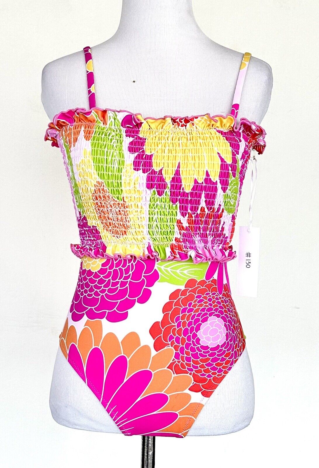 J Marie Smocked Ruffle Waist Swimsuit Retails $106 Price $59 Small NWT