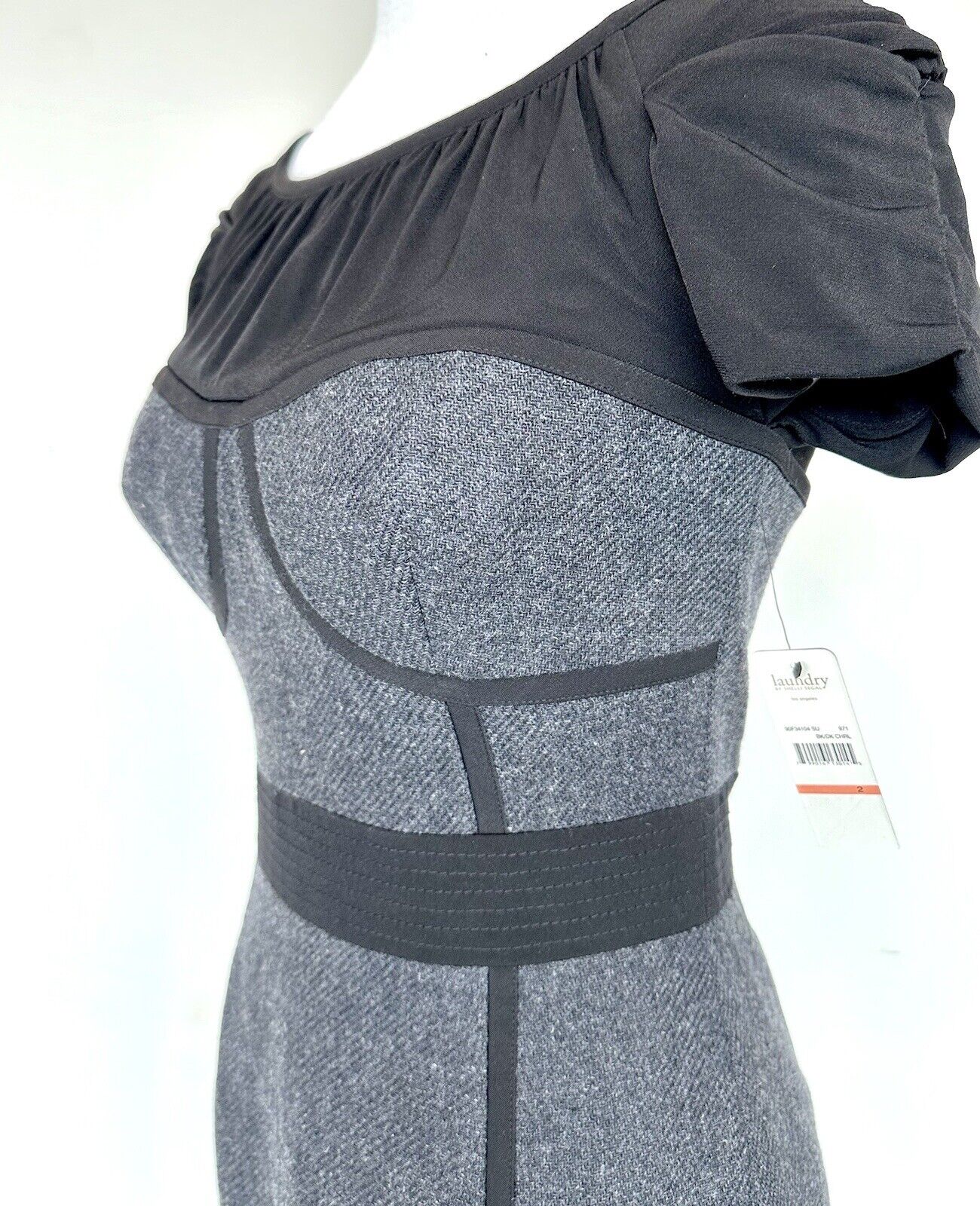 Laundry Shelli Segal Corset Top Black And Gray Dress.Size 2 Retails $265 NWT