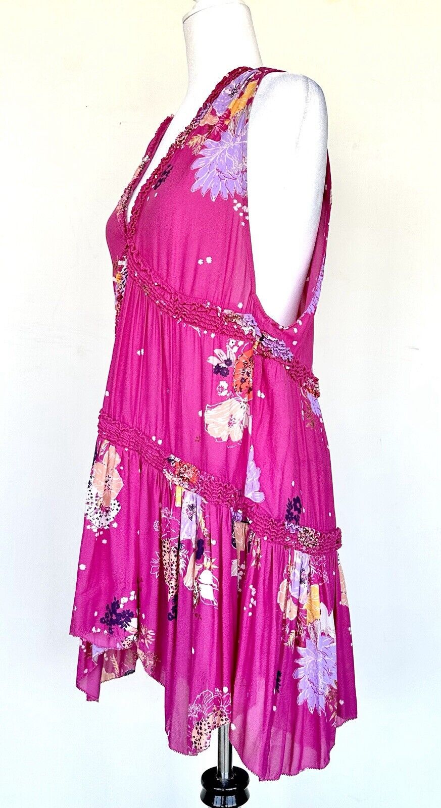Free People Pink Ruffle Short Dress Retail $88 Price $48 NWT Size XS