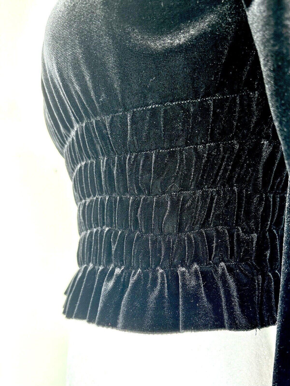 Aqua Velvet Smocked Crop Long Sleeve Top Square Neck Size XS