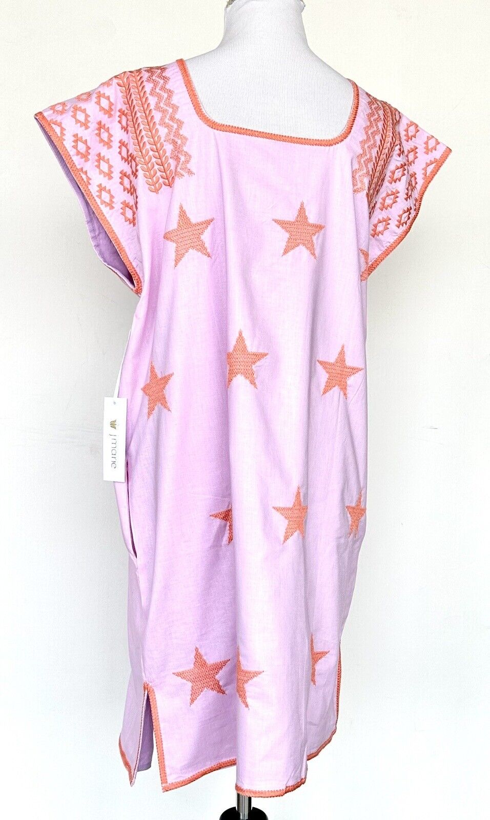 J Marie Sunny Embroidered Dress 100% Rayon Retail $140 XS Star Design