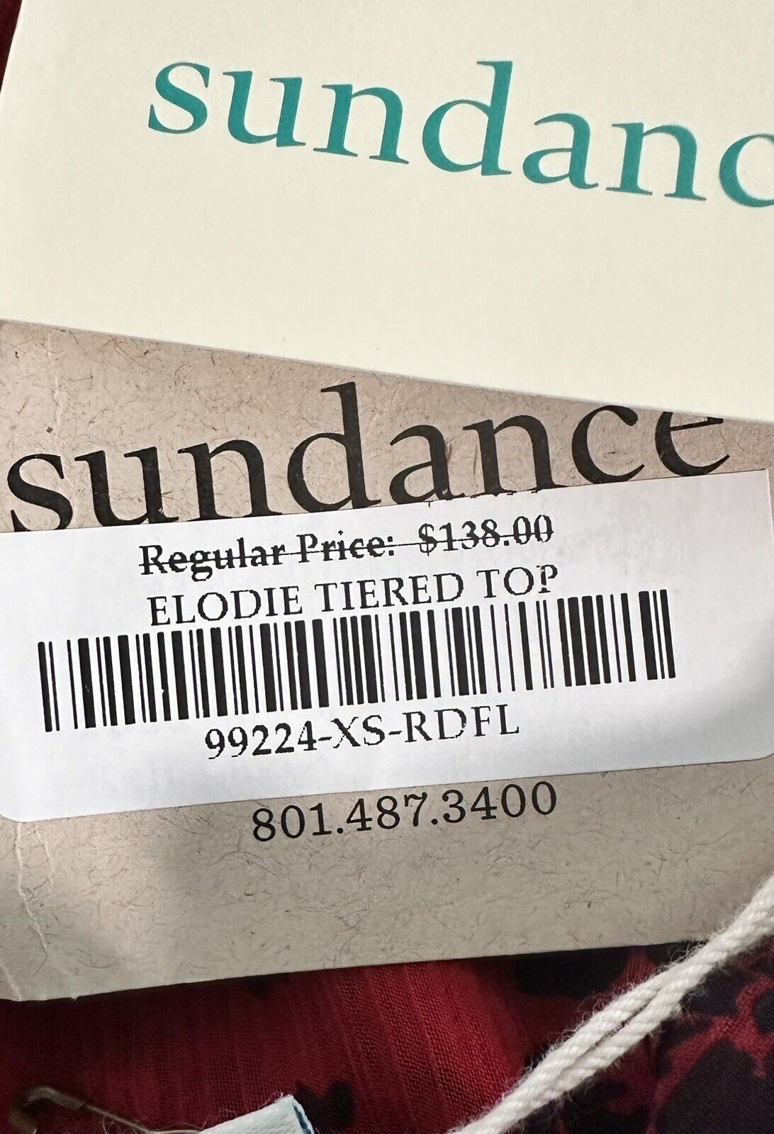 Sundance Elodie Red And Black Blouse LS Retail $138 Size XS Sheer With Cami