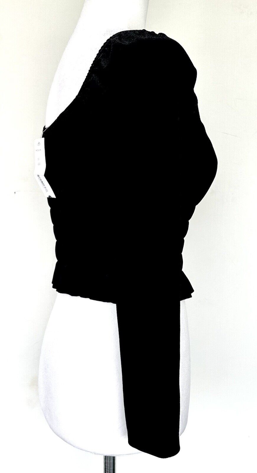 Aqua Velvet Smocked Crop Long Sleeve Top Square Neck Size XS