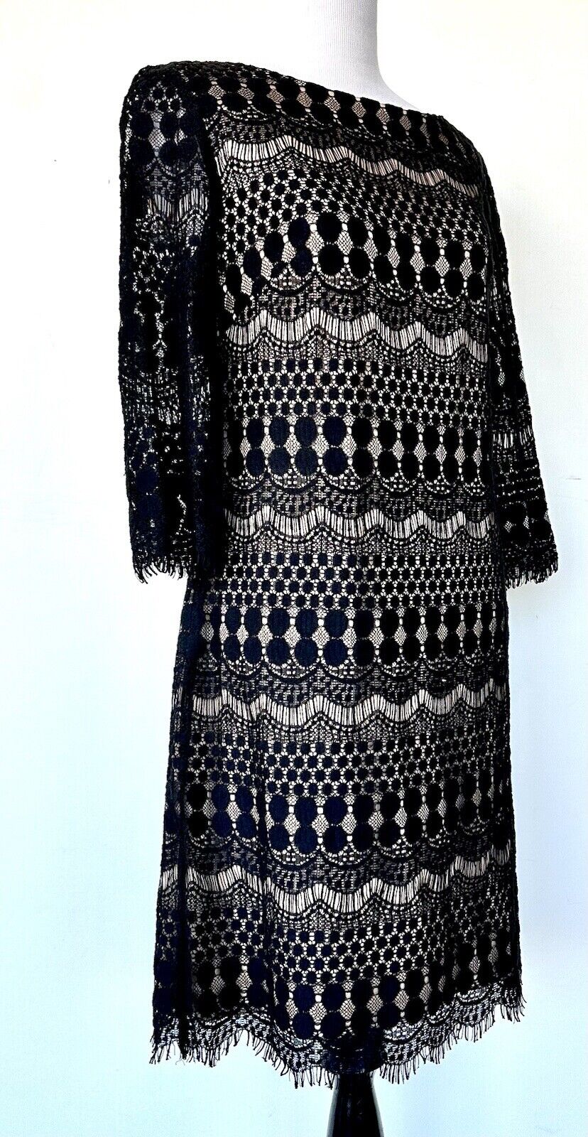 Eliza J Black Lace Dress Retails $169 Size 2 3/4 Length Sleeve