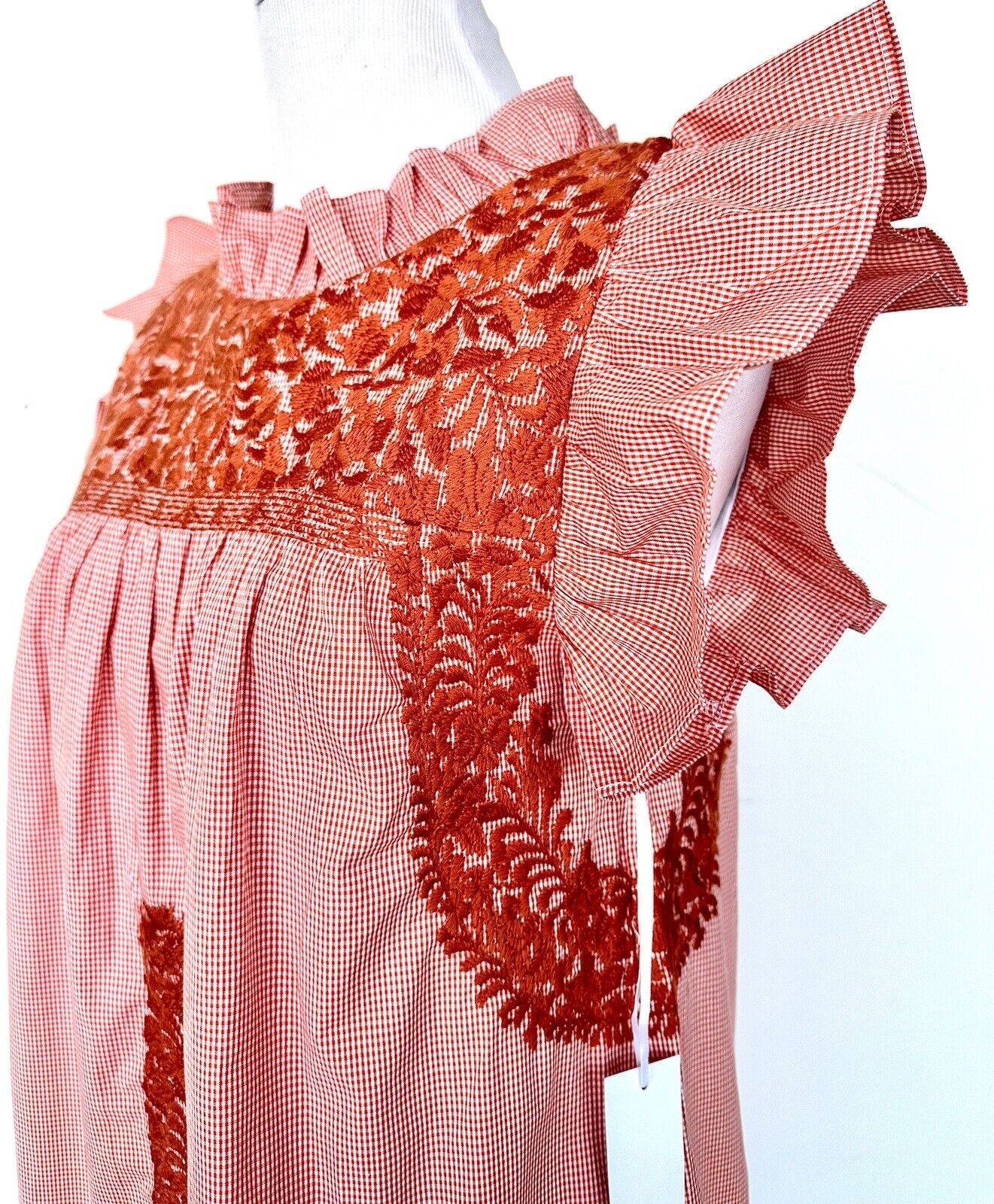 NWT J Marie embroidered Tiered Scotland Tiny Check Dress size M Retail $128