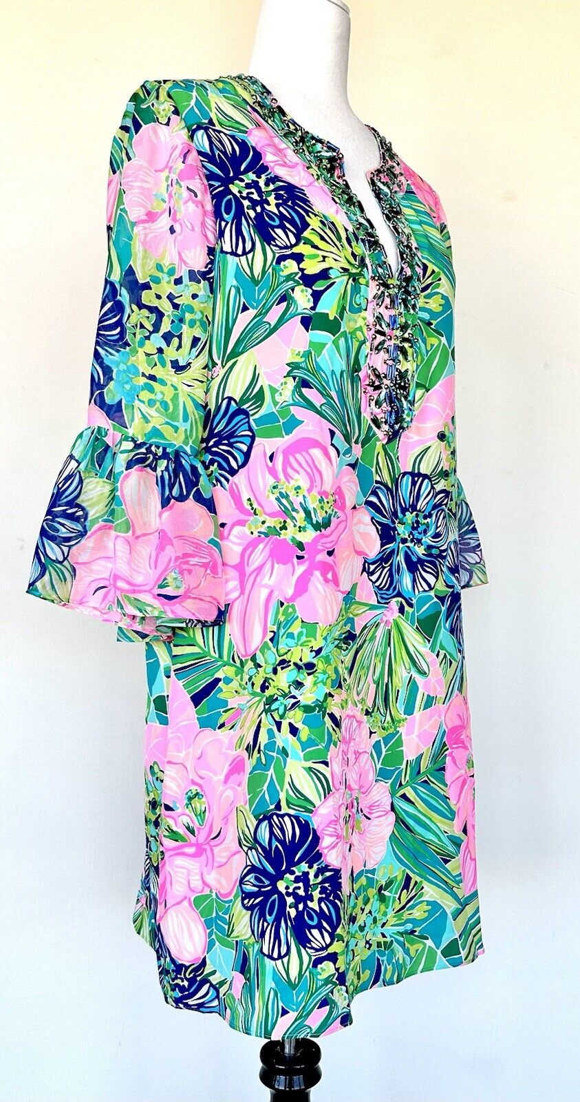 Lilly Pulitzer ELENORA Beaded SILK DRESS in Island Escape NWT SIZE M Retail $298