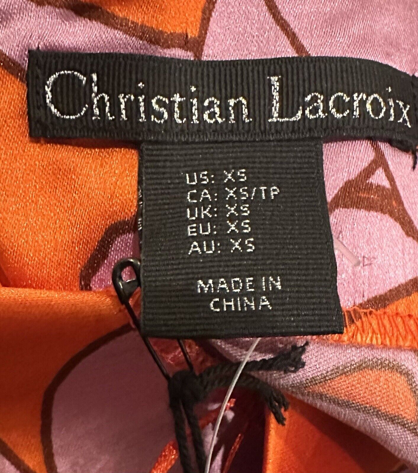 Christian Lacroix Dress Silky Red Lilac Floral Design W/ Cutout. Retail $460 XS