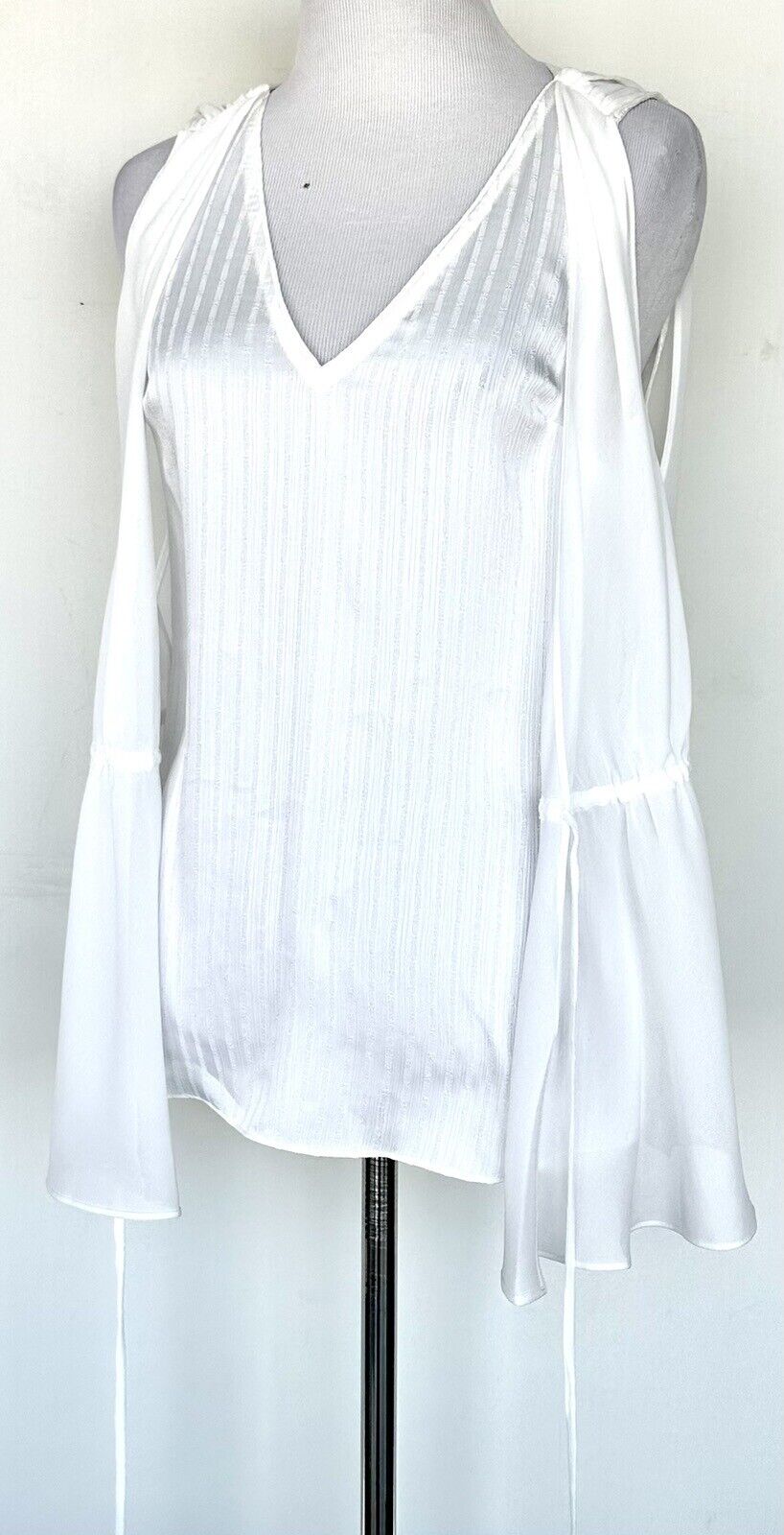 ALLSAINTS Celeste Sleeveless Two Layer Textured Blouse Size 0 Chalk White New