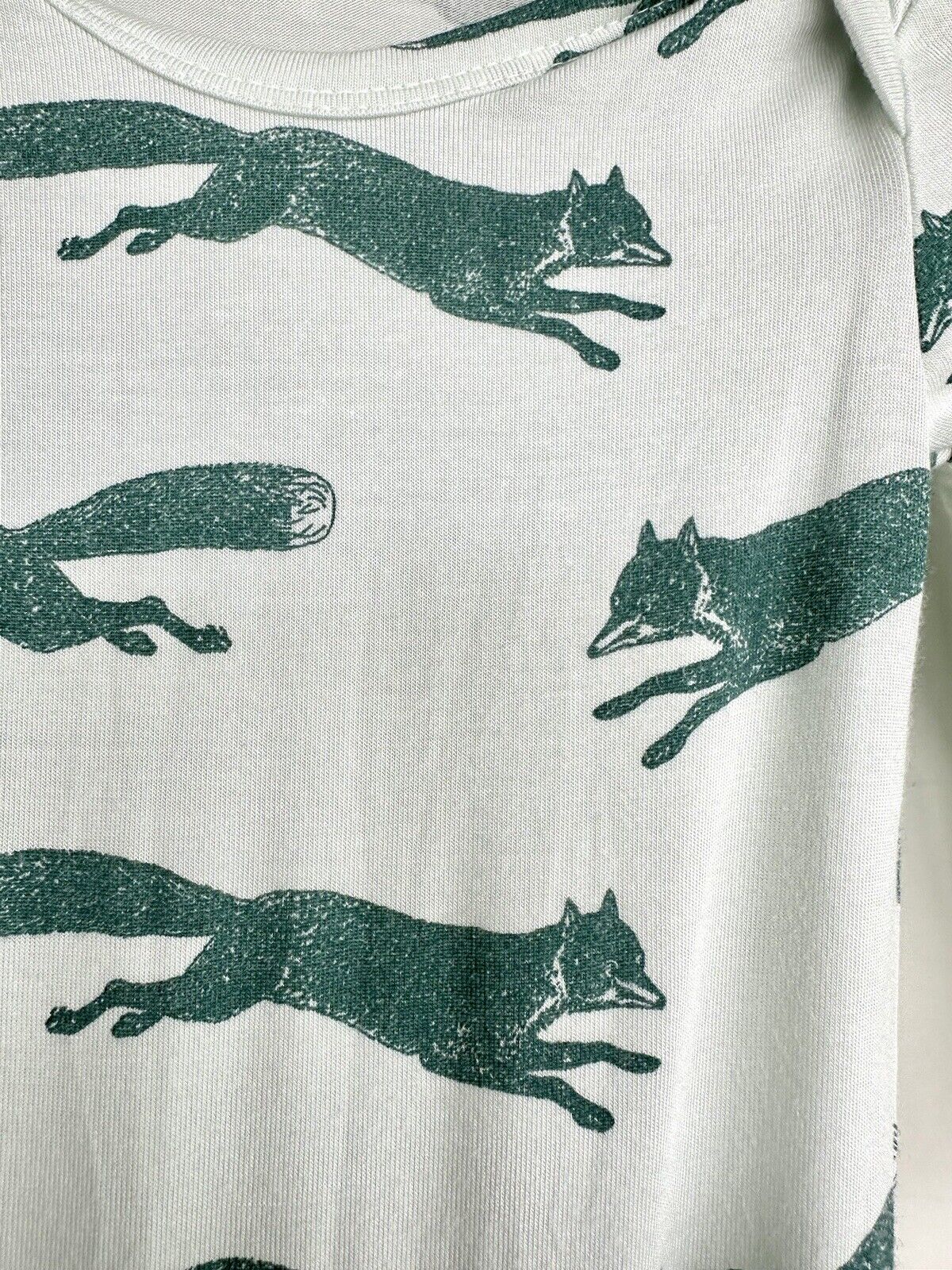 Kate Quinn Jumping Fox Lap Neck Footie Retails $38 Soft Modal Spandex Turquoise