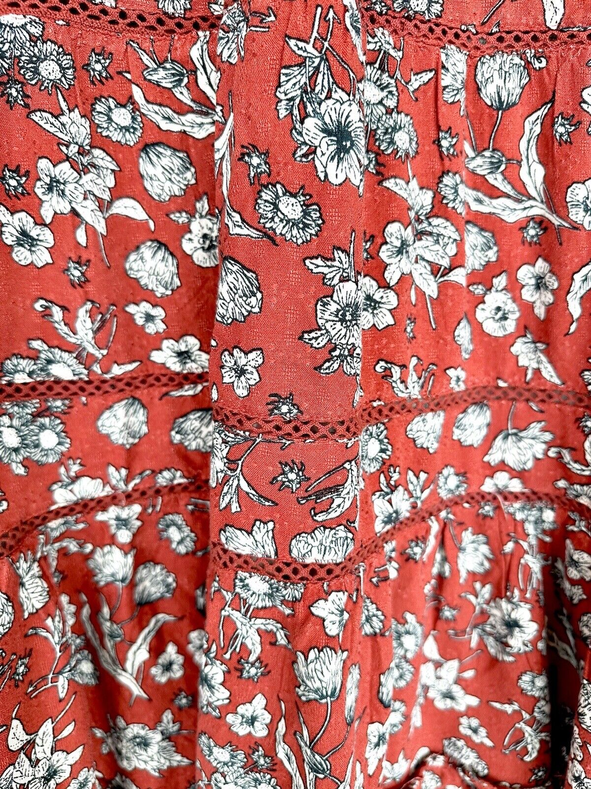 Superdry Richelle Dress LS NWT Ruby Floral Crochet Detail $69.95 US 12