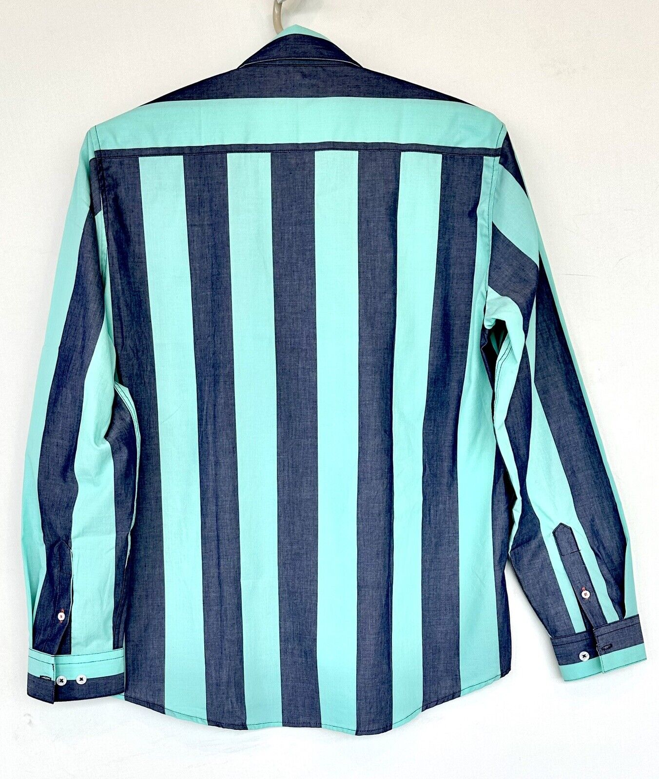 Mister Ortega Blue And Green Stripe Shirt Size L Price $39