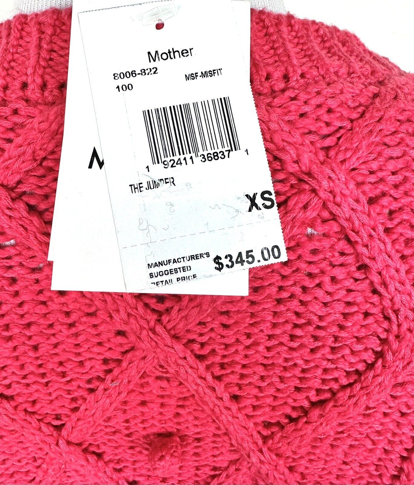MOTHER The Jumper Cotton Cable Sweater Embroidered Retail $345 XS