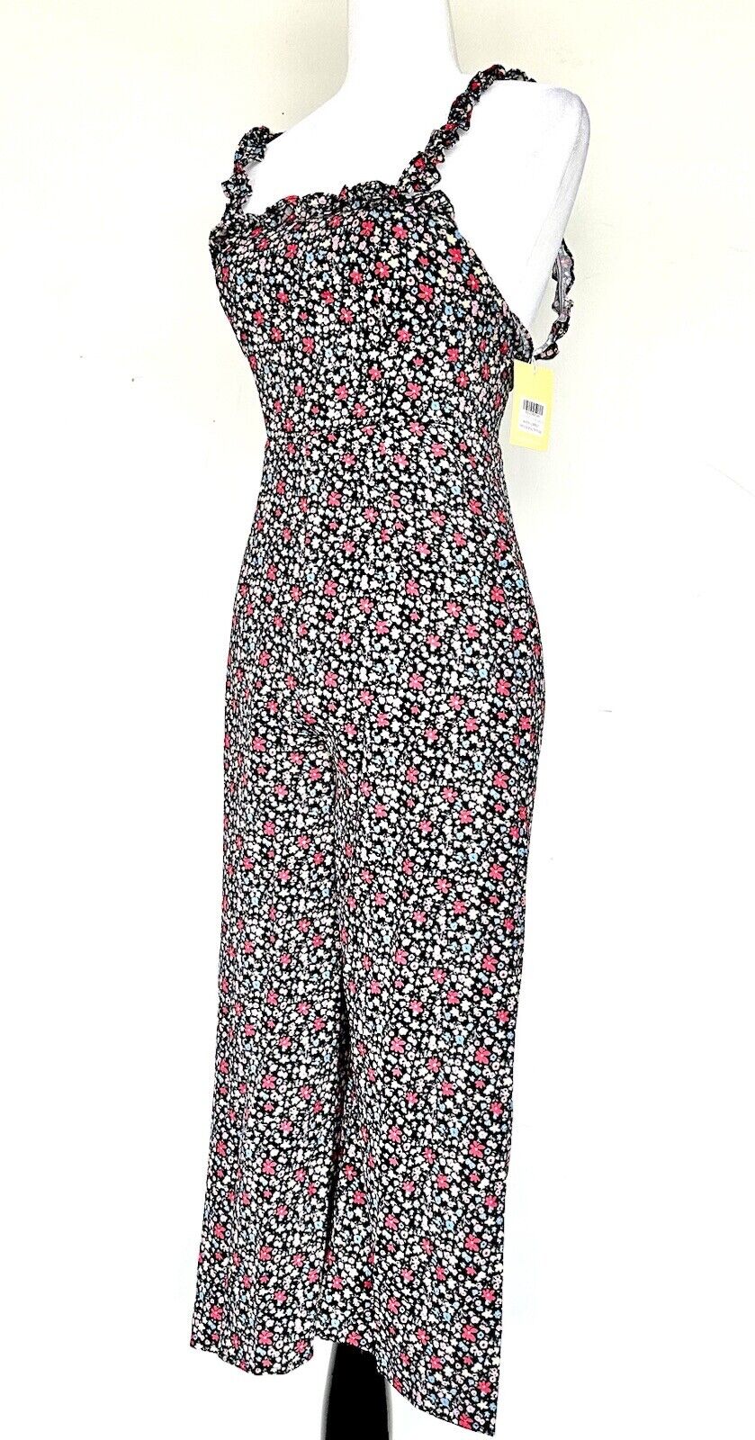Charlie Holiday Vintage Print Retro Jumpsuit Retails $139.95 XS Ruffle Strap